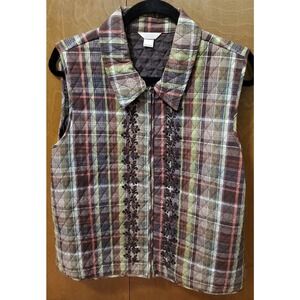 Women's Fall Quilted/Embroidered Christopher & Banks Vest Size L